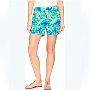 LILLY PULITIZER JAYNE stretch 7” inseam shorts in Beckon Blue Print Summer SPF